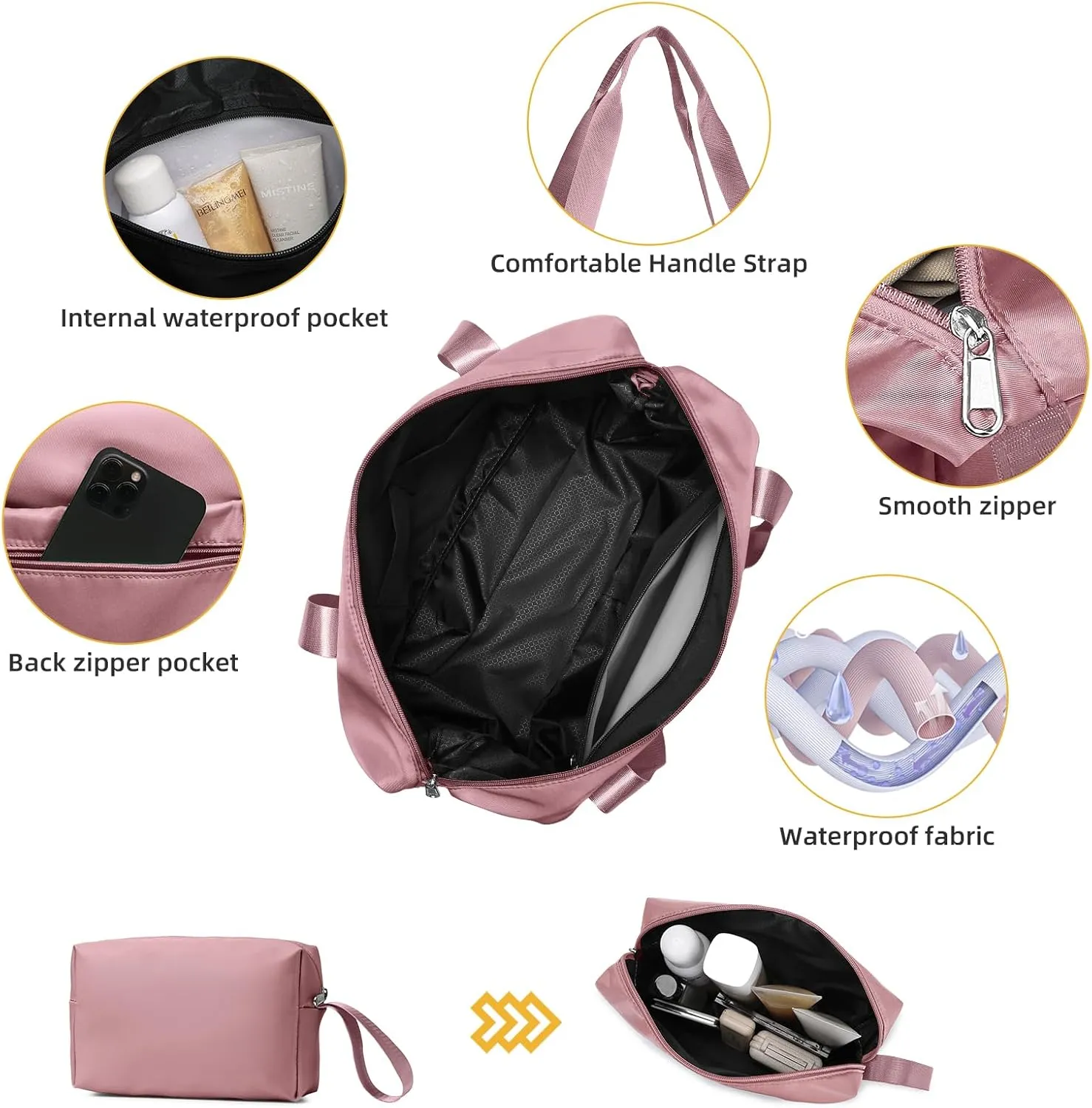 LARVENDER Luggage Sets 3 Piece with Duffel Bag Hardside PP Carry On Suitcase with 360° Spinner Wheels TSA Lock Luggage Sets for Women, Pink