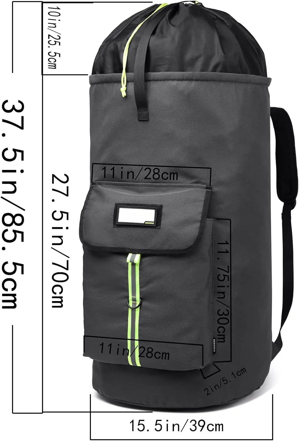 laundry bag backpack, extra-large heavy duty laundry bags, laundry backpack for college students, with drawstring closure (charcoal grey laundry bag with straps)