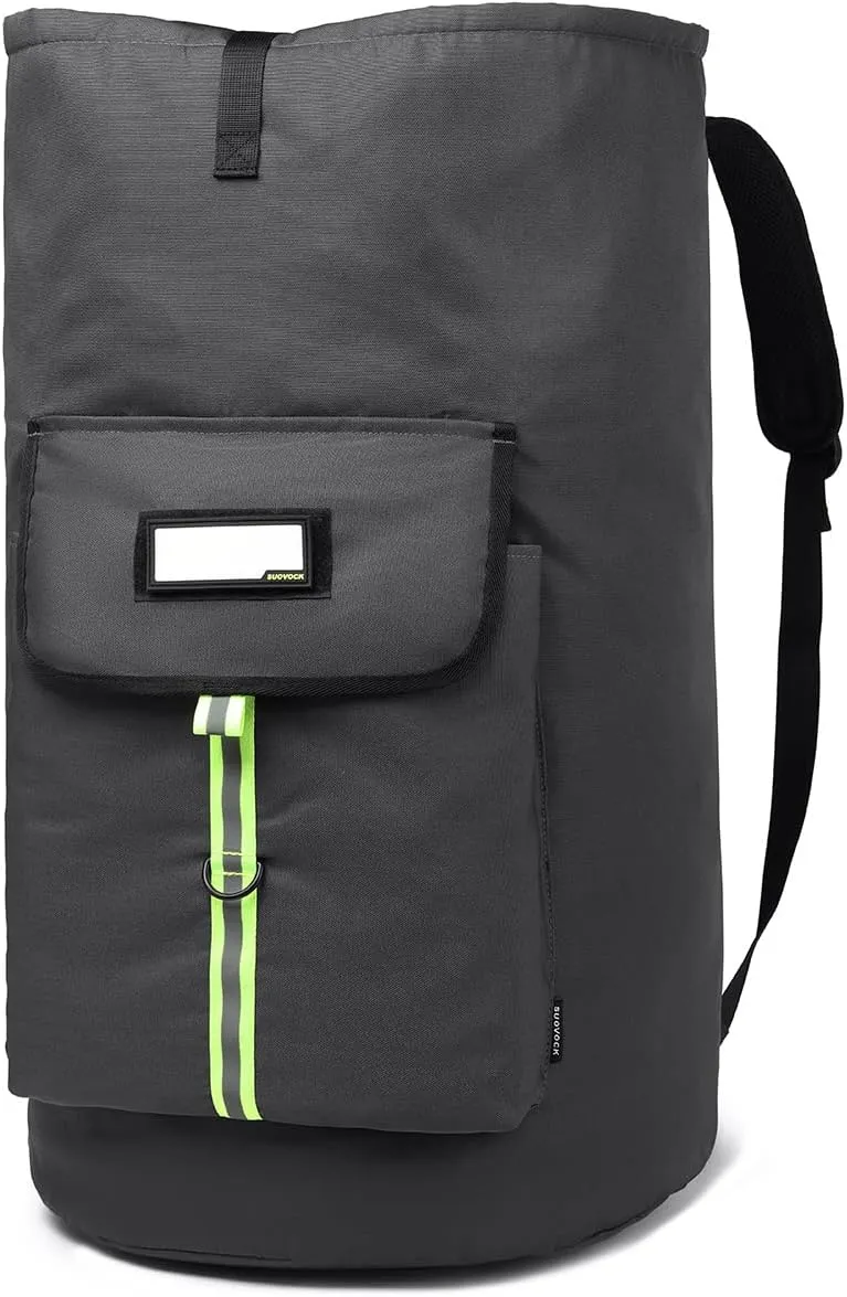 laundry bag backpack, extra-large heavy duty laundry bags, laundry backpack for college students, with drawstring closure (charcoal grey laundry bag with straps)