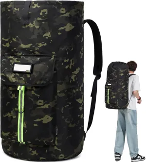 laundry bag backpack, extra-large heavy duty laundry bags, laundry backpack for college students,Designed with reflective strips and ID Patches（Black CP）