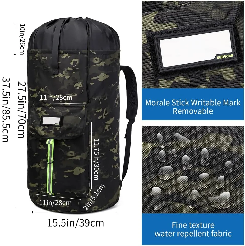 laundry bag backpack, extra-large heavy duty laundry bags, laundry backpack for college students,Designed with reflective strips and ID Patches（Black CP）