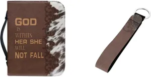 Leather Bible Covers Case for Women Men Church Bag Bible Tote Bags with Handle and Keychain 2pcs Set