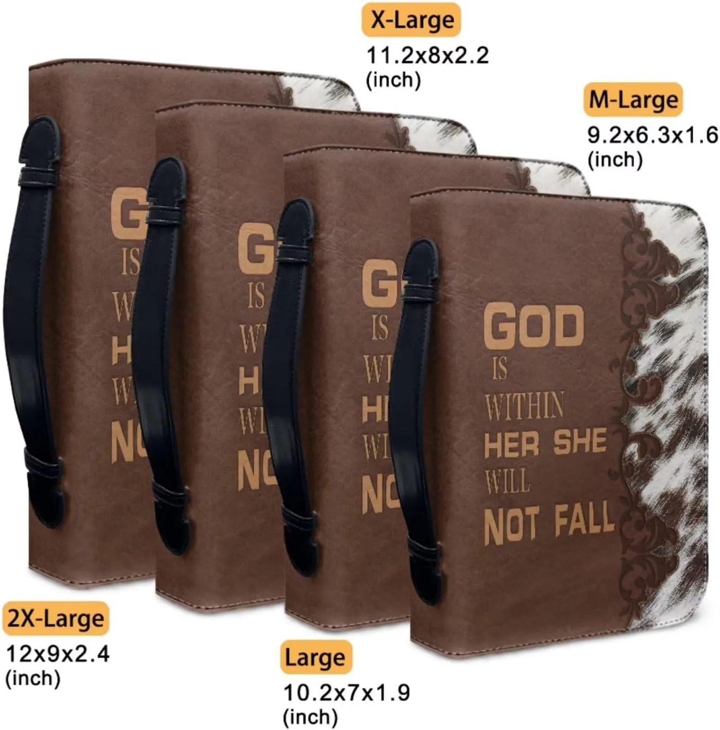 Leather Bible Covers Case for Women Men Church Bag Bible Tote Bags with Handle and Keychain 2pcs Set