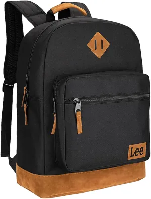 Lee Authentic Jeans Company Study Backpack for Class, Padded Laptop Sleeve Fits 15.6 Inch Notebook (Black)