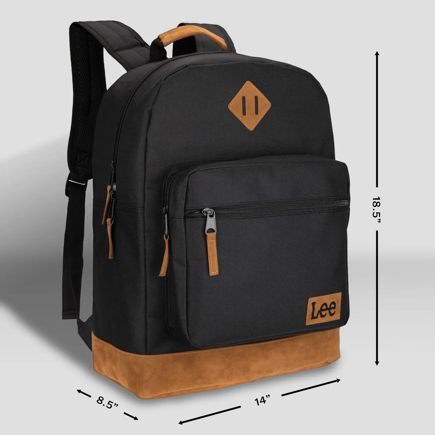 Lee Authentic Jeans Company Study Backpack for Class, Padded Laptop Sleeve Fits 15.6 Inch Notebook (Black)