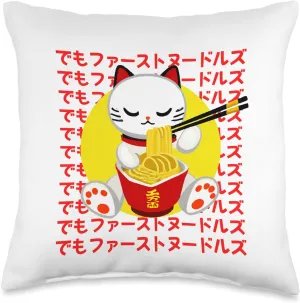 Left Paw Up Daiso Maneki-Neko Cat Throw Pillow