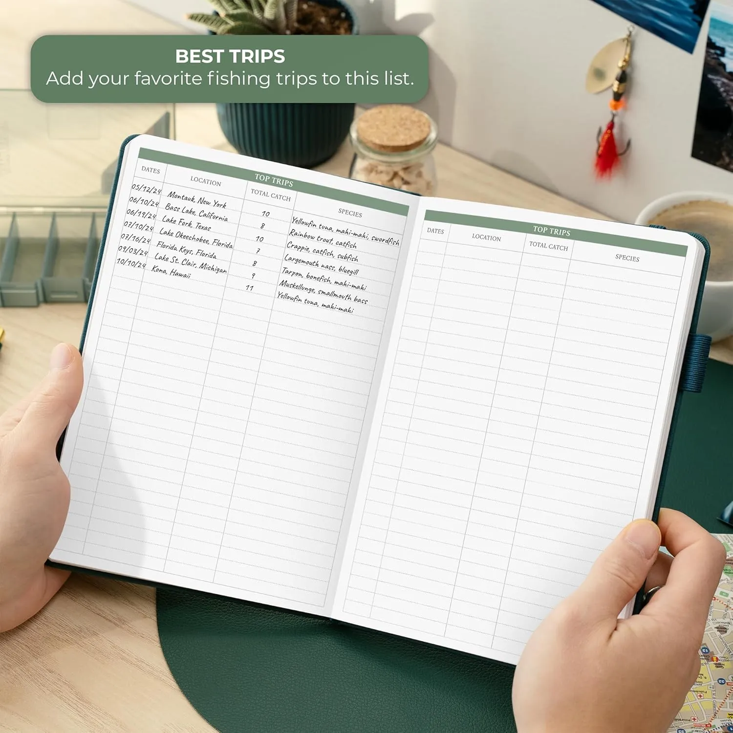 Legend Fishing Log Book – Fisherman Journal Notebook to Record Catches & Trip Info – Fishing Essentials, Equipment & Gifts for Men (Deep Sea Debossed)