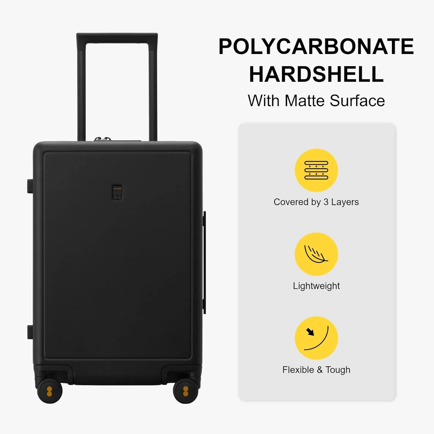 LEVEL8 Elegance Carry-on Suitcase, 20 Inch Carry on Luggage, Hardside Large Suitcases with Wheels, Tavel Bag with Tsa Lock, Black