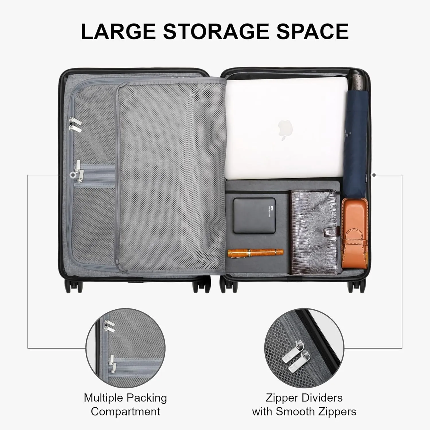 LEVEL8 Elegance Carry-on Suitcase, 20 Inch Carry on Luggage, Hardside Large Suitcases with Wheels, Tavel Bag with Tsa Lock, Black