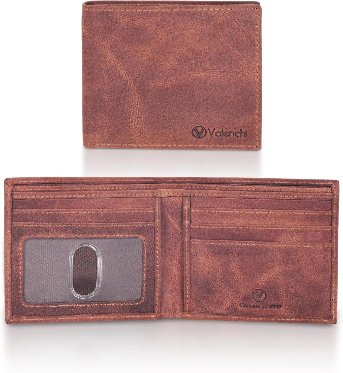LEVOGUE Genuine Leather RFID Blocking Handmade Bifold Wallet for Men - Slim Mens Wallet