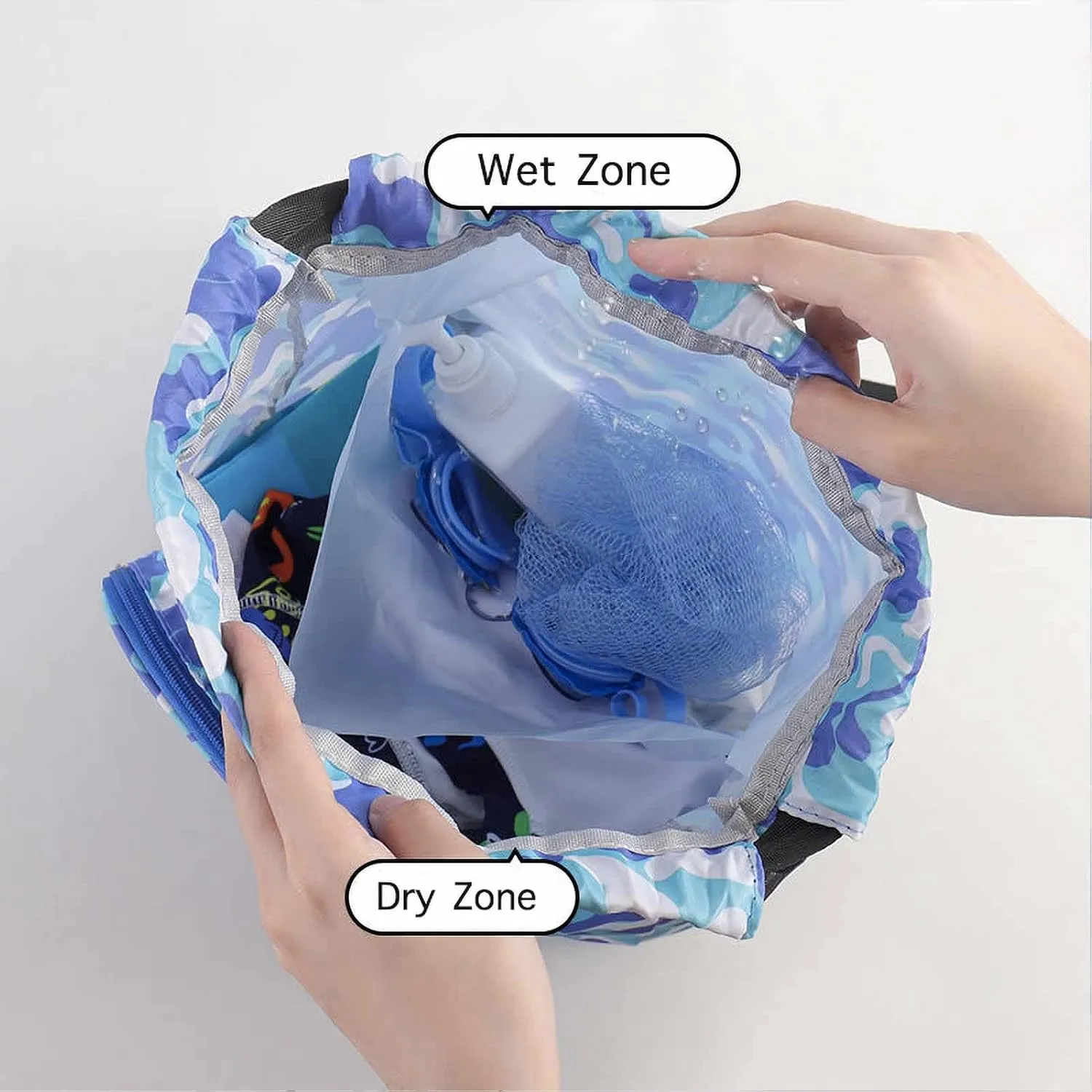 Lightweight Swim Bags for Swimmer Women Men Drawstring Waterproof Small Beach Backpack Gym Swim Gymnastics Dance Backpacks Yoga Camp Bag Camping Knapsack Dry Wet Separated Travel Bag