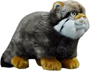 lilizzhoumax Standing Pallas Cat Stuffed Animal,Realistic Cat Plush,Super Soft Plush, Figure Toy,Girl Toys,Gift for Kids,Home Decor(Gray 12.6 inch)