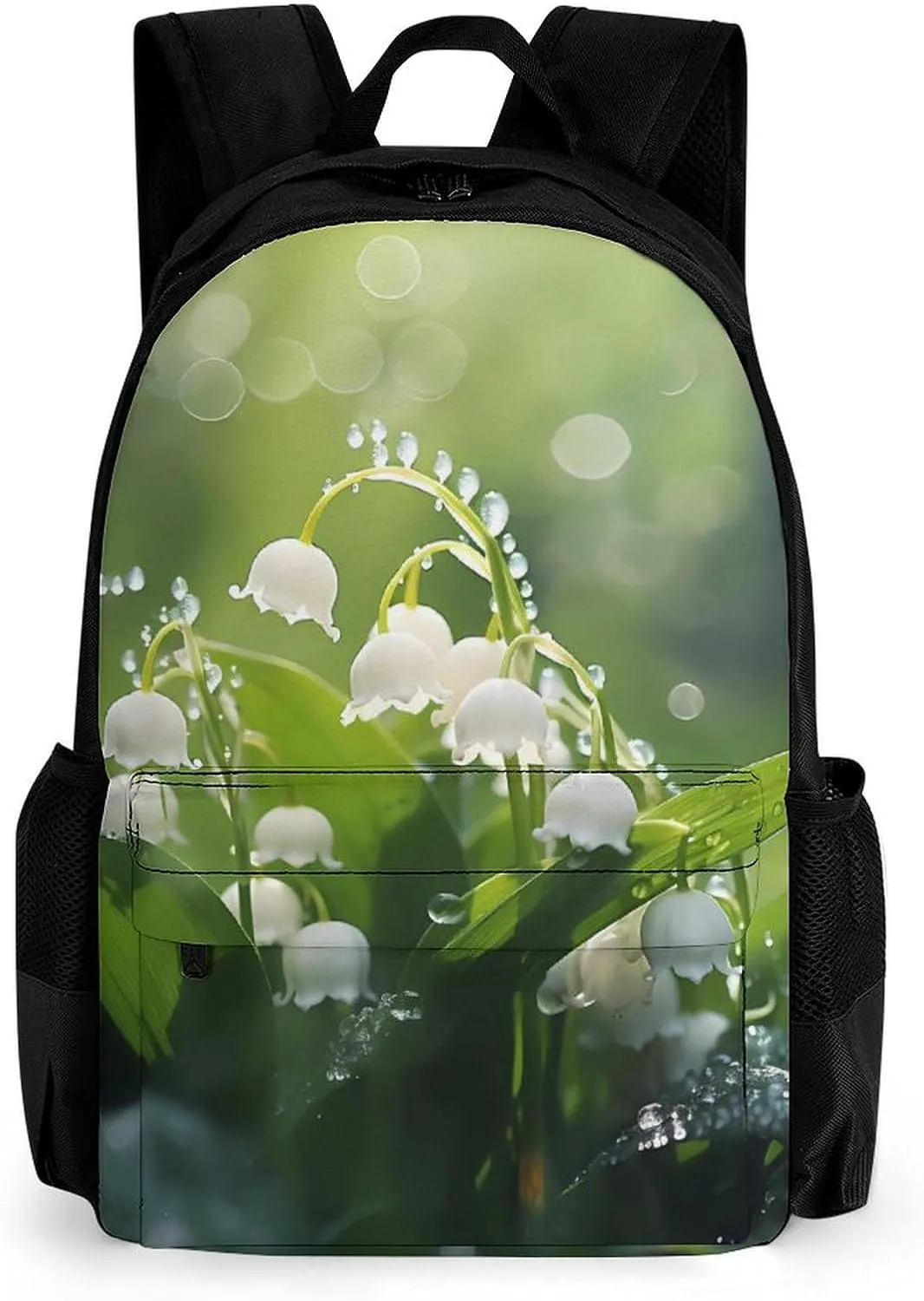 Lily of The Valley Flowers Green Leaves 17 Inch Laptop Backpack Large Capacity Daypack Travel Shoulder Bag for Men&Women