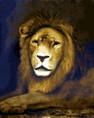 Lions Collection PD (6) - Recumbent Lion by Ben Austrian - Van-Go Paint-by-Number Kit 50x65cm DIY Frame