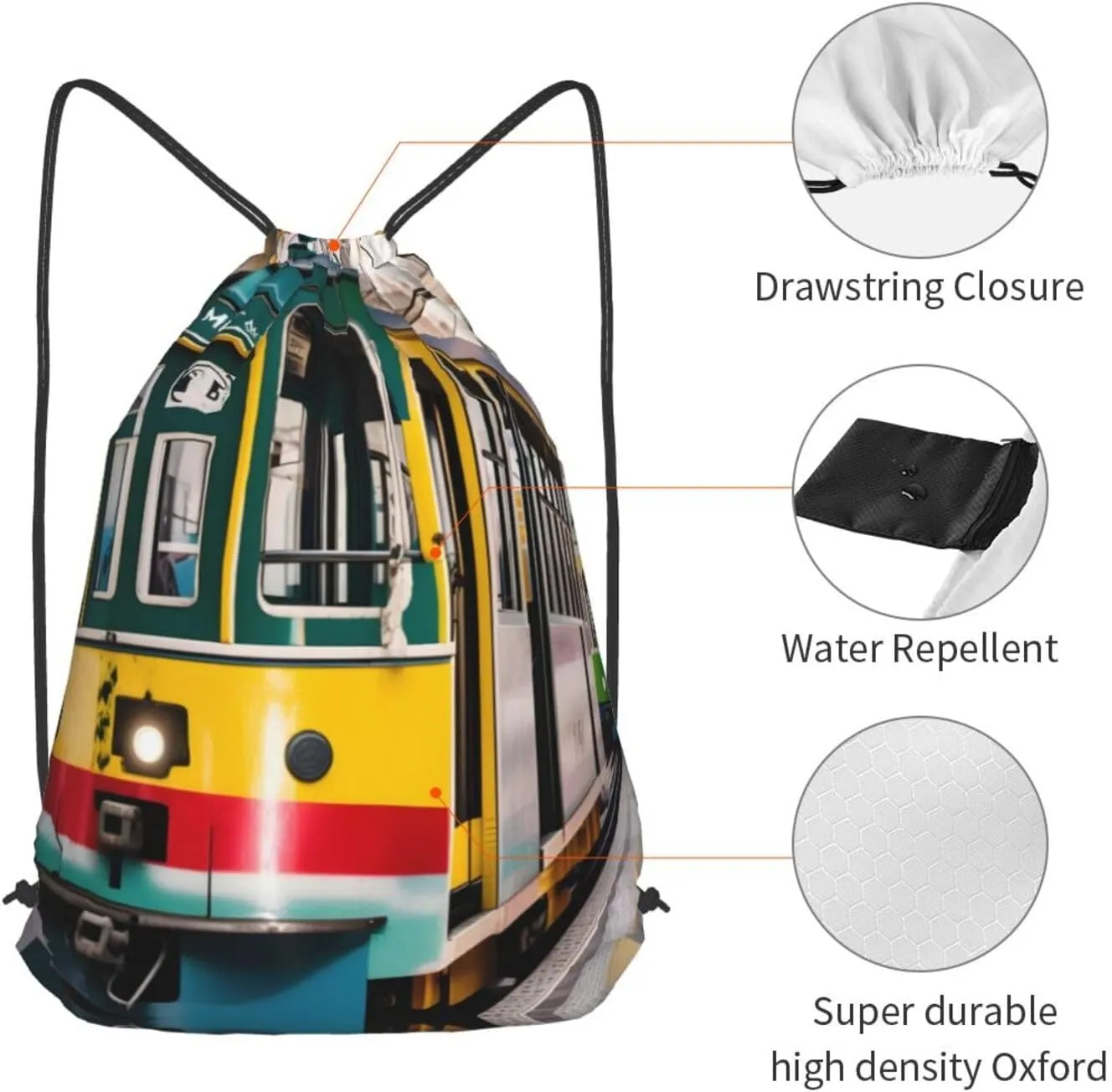Lisbon Tram Drawstring Backpacks Polyester Bag For Yoga Meditation Fitness