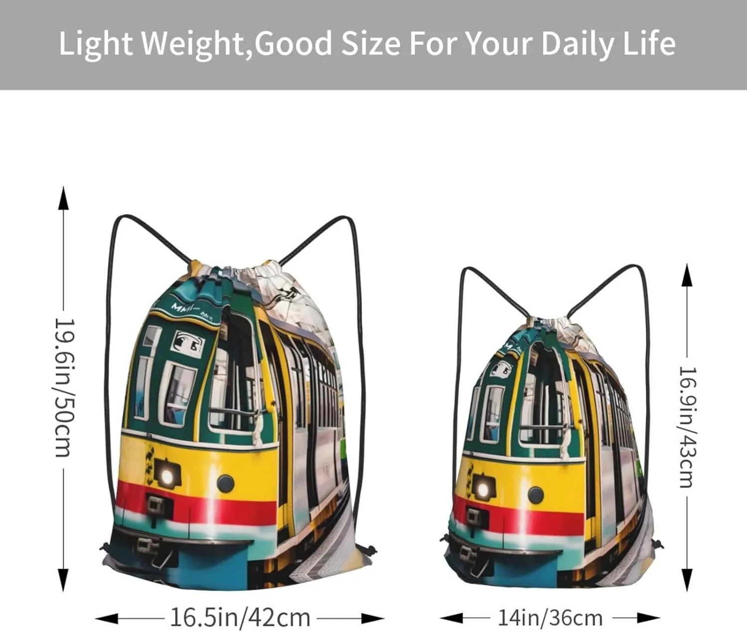 Lisbon Tram Drawstring Backpacks Polyester Bag For Yoga Meditation Fitness