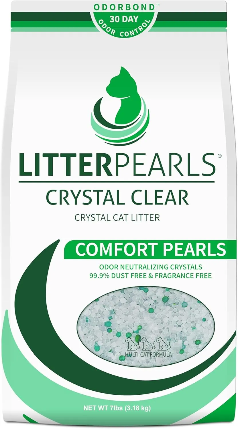 Litter Pearls Crystal Clear Unscented Non-Clumping Crystal Cat Litter with Odorbond, 7 lb