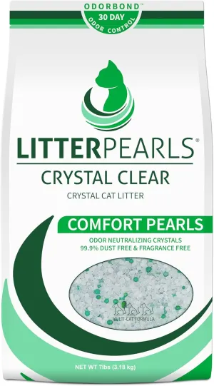Litter Pearls Crystal Clear Unscented Non-Clumping Crystal Cat Litter with Odorbond, 7 lb