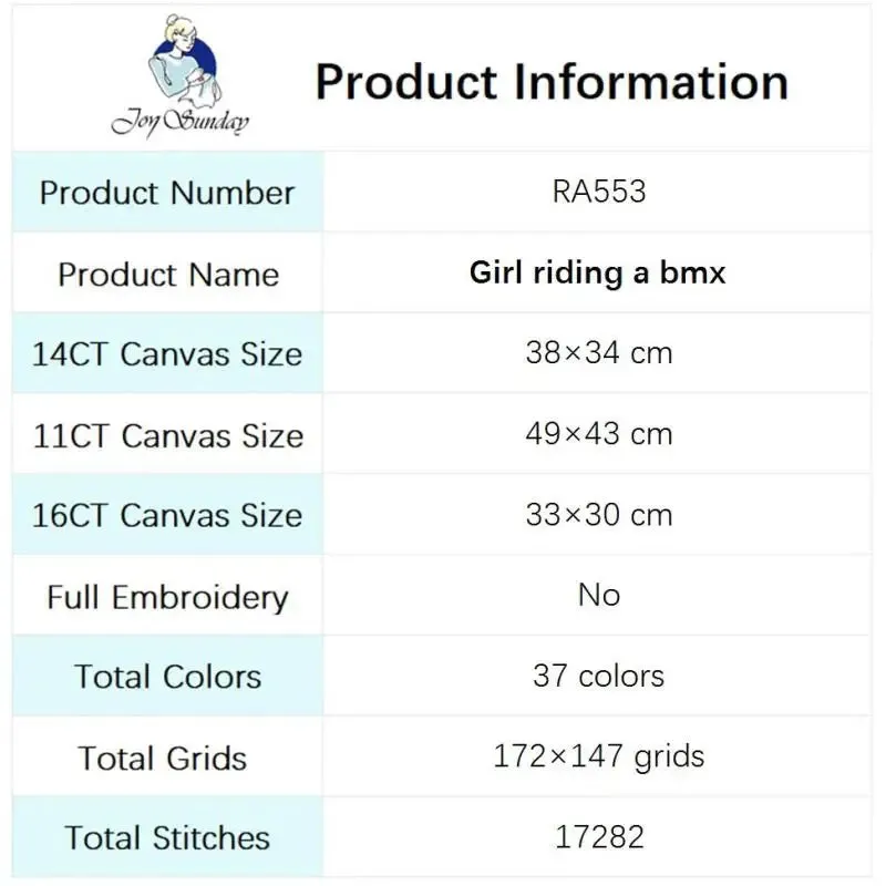 Little Girl on Bicycle DIY Character Pattern Cross Stitch Kits