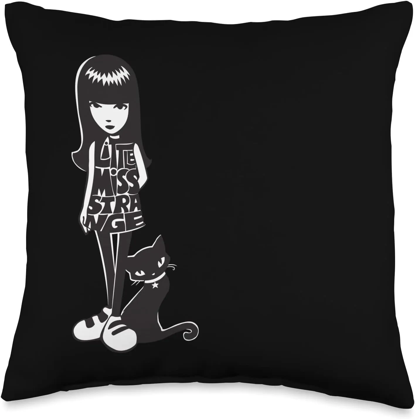 Little Miss Strange Throw Pillow