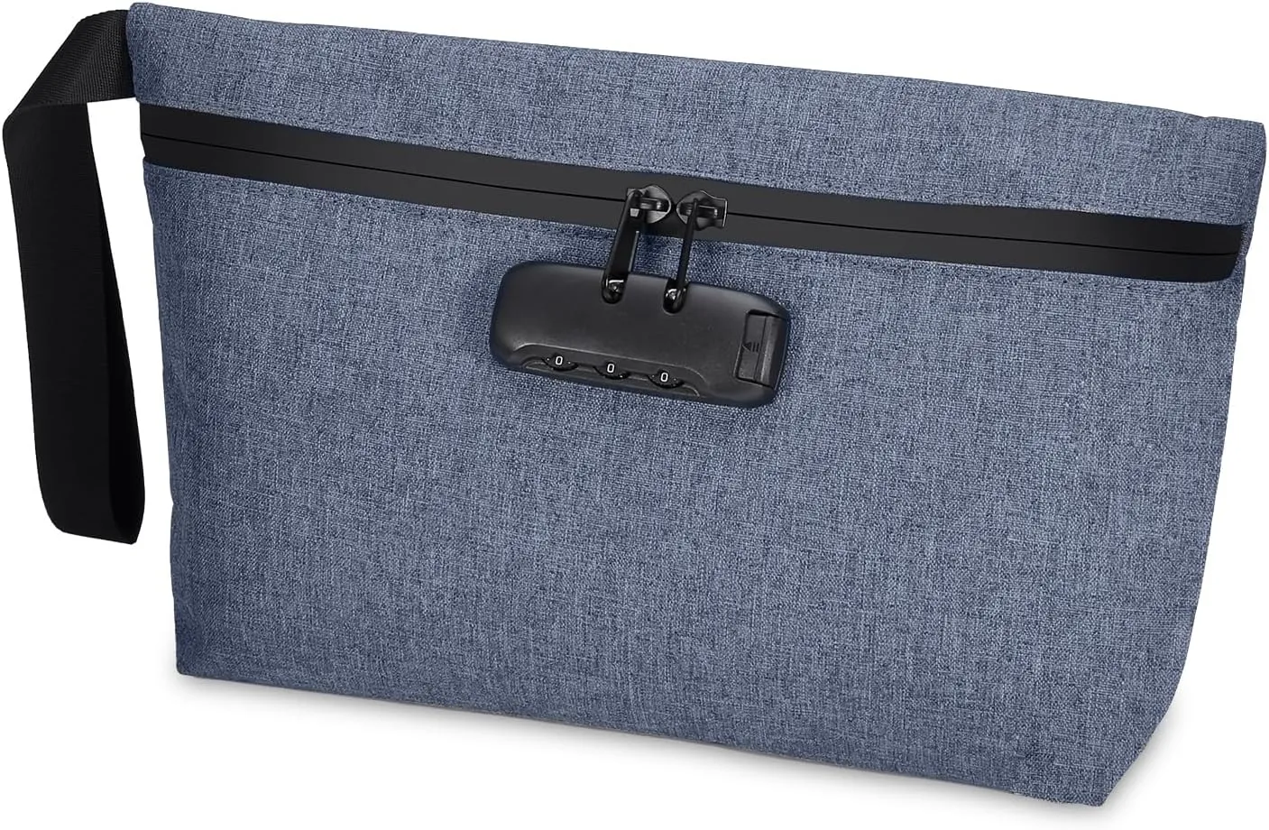 LOFICOPER Money Bag with Lock, Waterproof Cash Bag with Lock and Zipper, Portable Bank Deposit Bag, Locking Accessories Pouch for Phone, Credit Cards, Cash, Dark Blue