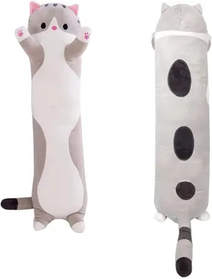 Long Cat Plush Pillow, 43.3 Inch Cute Plush Long Body Pillow Stuffed Animal Plushie Soft Cat Doll Gift