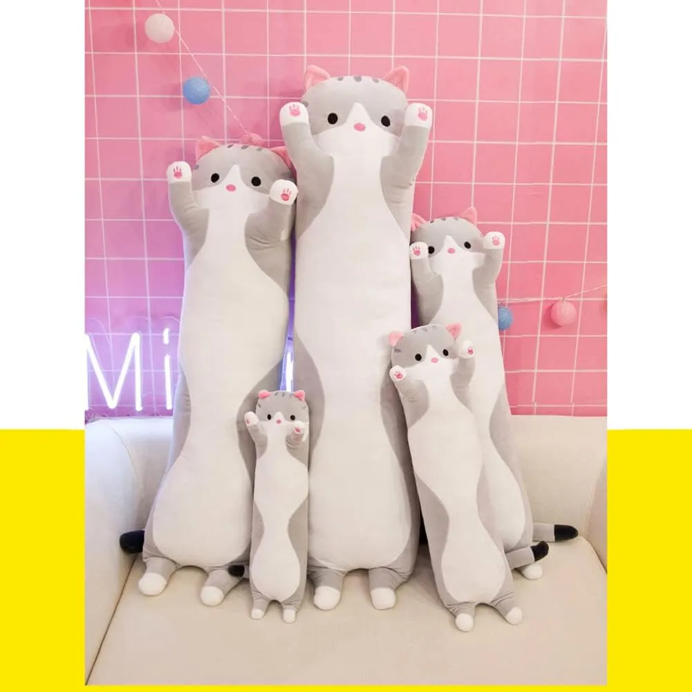 Long Cat Plush Pillow, 43.3 Inch Cute Plush Long Body Pillow Stuffed Animal Plushie Soft Cat Doll Gift