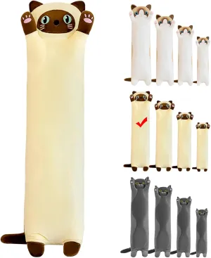 Long Cat Plush Pillow - Soft Cat Stuffed Animal Pillow for Kids Adult, for Birthday Christmas Valentine's Day (Yellow, 110cm/43.3in)