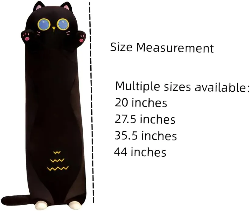 Long Cat Soft Plush Pillow 35.5inch Cute Cat Body Pillow，Soft and Huggable Kawaii Plush Pillow Toy，for Kids, Halloween, Christma, Birthday Gift (Khaki)