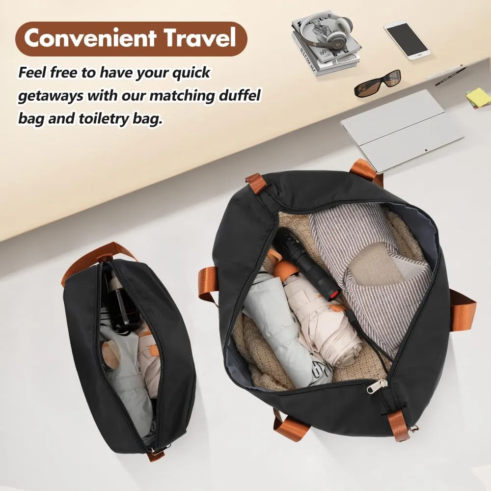 Long Vacation Luggage Set 20 IN Lightweight Carry on Suitcase ABS Hardshell Luggage TSA Lock Spinner Wheels(3 piece set) (Black   ABS)