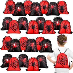 Lothee 30 Pcs Spider Party Favor Bags Spider Drawstring Bag Birthday Party Decorations Gift Treat Goodie Candy Backpack(Novel Style)