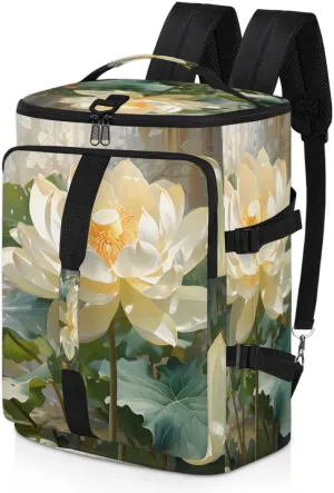 Lotus Travel Backpack Carry On Flight Approved for Women Men, 18.9 Inch Large Water Lotus Flowers Airline Approved Luggage Weekender Backpacks