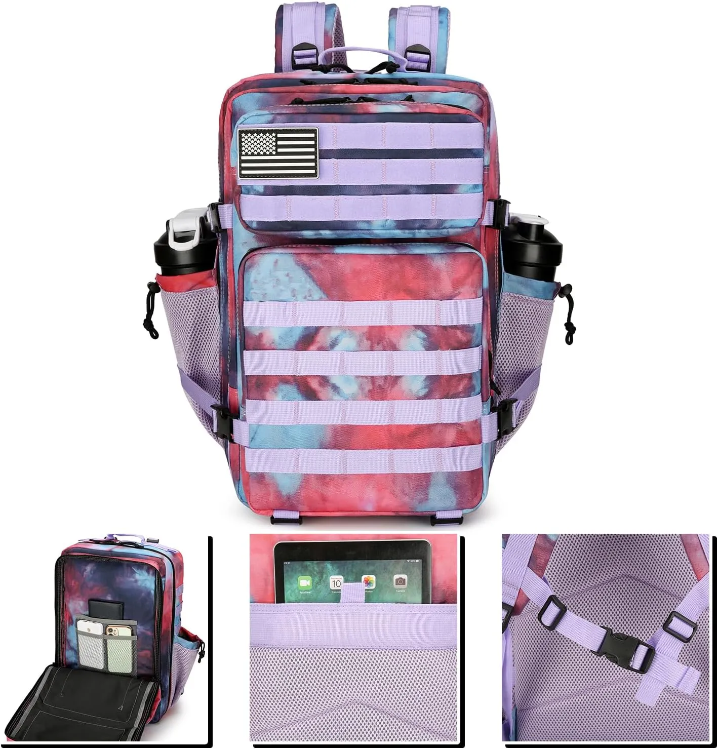 Lovelinks21 45L Tactical Assault Backpack 3 day assault pack with Molle Waterproof backpack Rucksack for Tactical Backpacks (Nebula Camo)