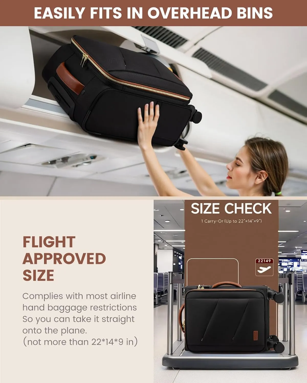 LOVEVOOK Carry On Luggage 22x14x9 Airline Approved, 20 Inch Softside Black Suitcases with Wheels, Lightweight Spinner Carry on Suitcase with TSA Lock, Water-Resistant Large Capacity Luggage for Men