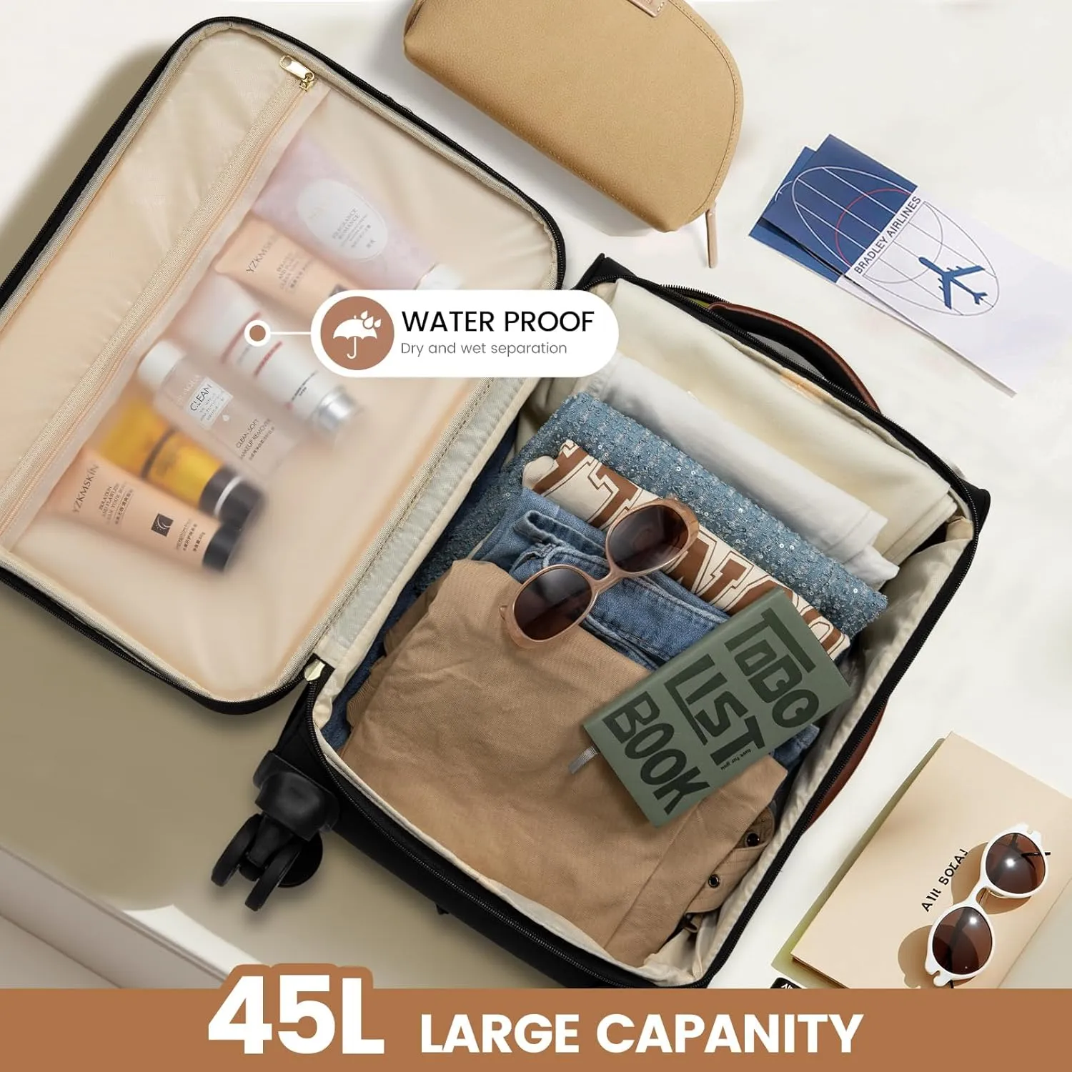 LOVEVOOK Carry On Luggage 22x14x9 Airline Approved,20 Inch Carry-on Suitcase for Women,Softside Suitcases with Wheels,Rolling Checked Luggage with TSA Lock,Lightweight Travel