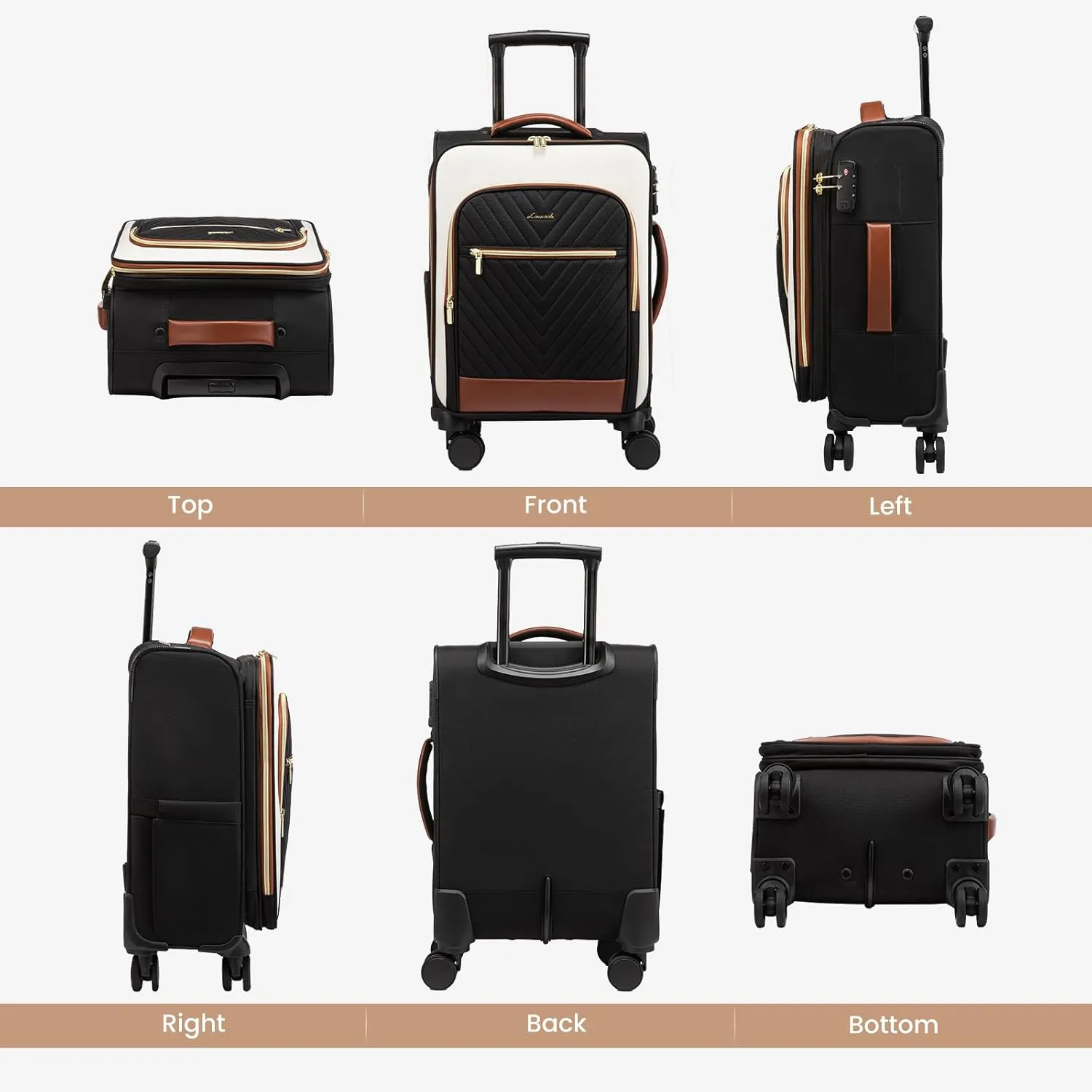 LOVEVOOK Carry On Luggage 22x14x9 Airline Approved,20 Inch Carry-on Suitcase for Women,Softside Suitcases with Wheels,Rolling Checked Luggage with TSA Lock,Lightweight Travel