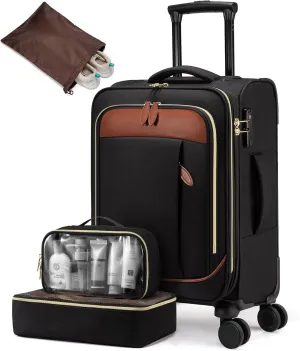 LOVEVOOK Carry on Luggage for Women and Men, Softside Suitcases with Daul Wheels