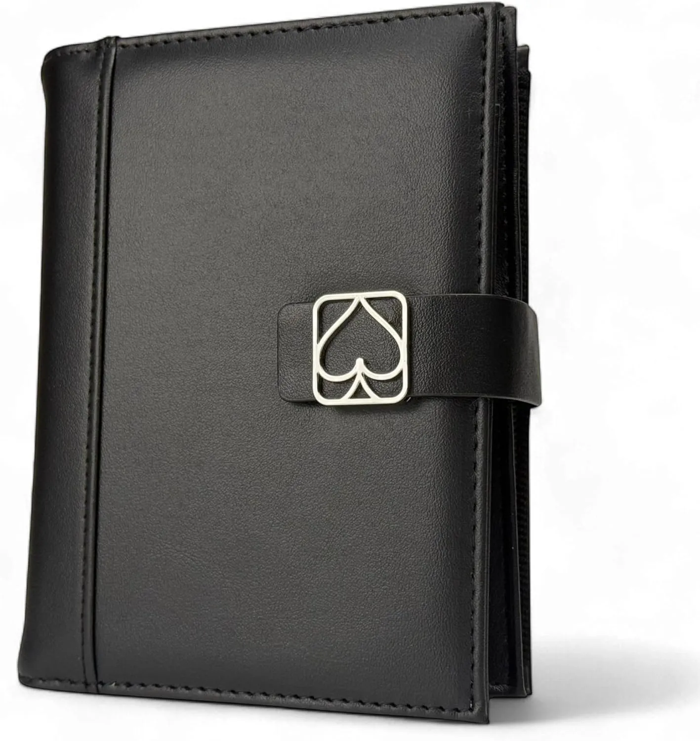 Luck Lab Double Deck Leather Playing Card Case/Holder - Fits Two Decks of Poker or Bridge Size Cards, Notepad and Pen (Black)