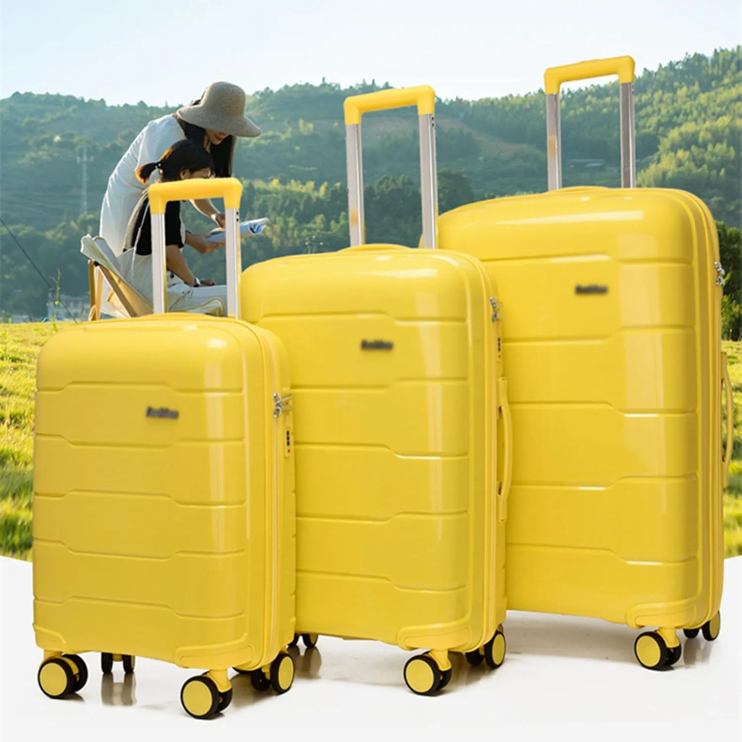 Luggage 3 Piece Set,Lightweight Carry-on Suitcase,Luggage Suitcase Set,Adjustable Gear Lever,with Spinner Wheels for Women,White (Pink)