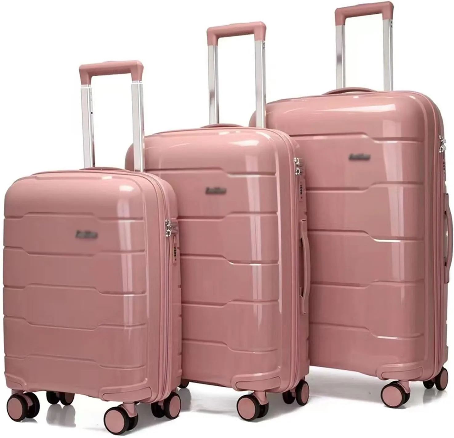 Luggage 3 Piece Set,Lightweight Carry-on Suitcase,Luggage Suitcase Set,Adjustable Gear Lever,with Spinner Wheels for Women,White (Pink)
