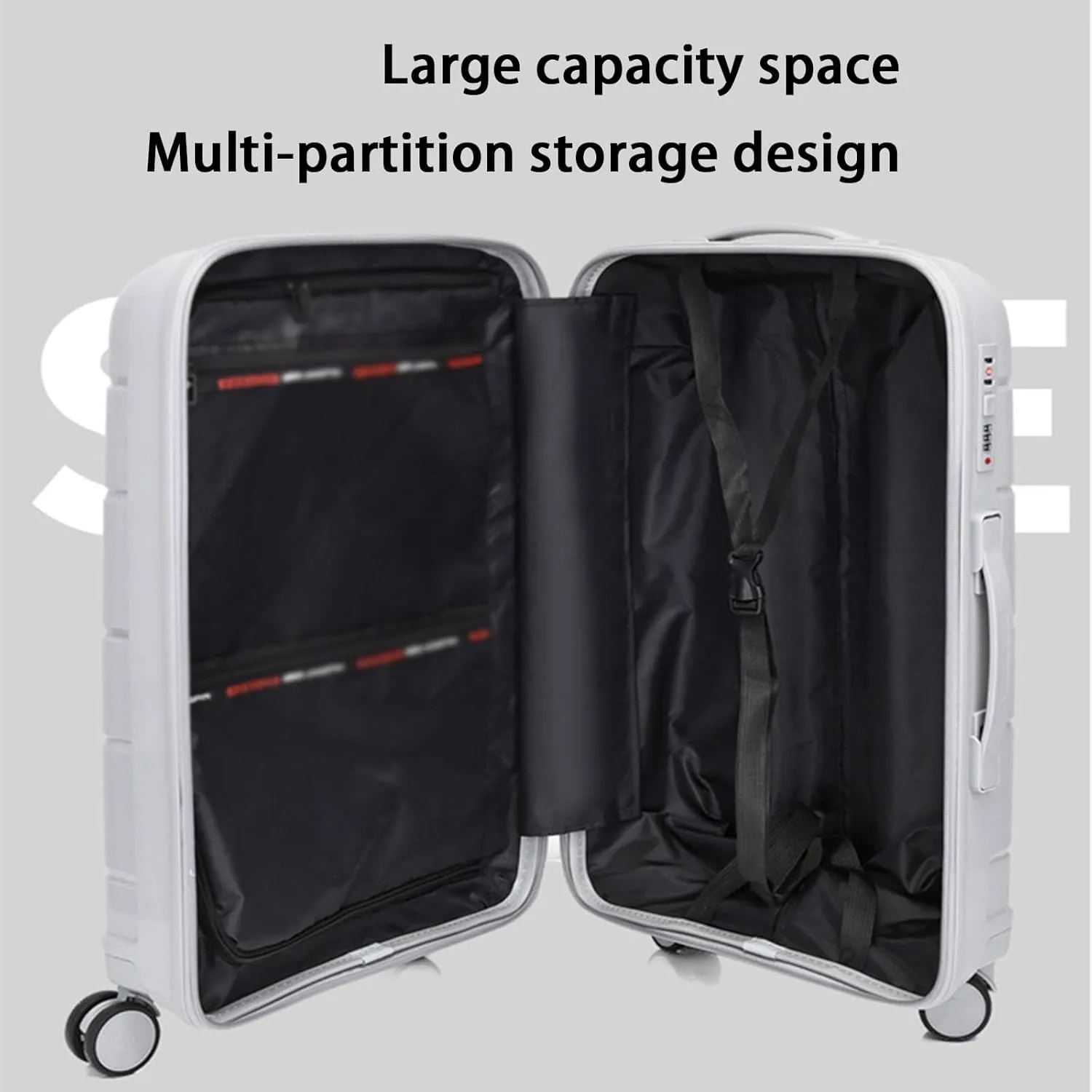 Luggage 3 Piece Set,Lightweight Carry-on Suitcase,Luggage Suitcase Set,Adjustable Gear Lever,with Spinner Wheels for Women,White (Pink)