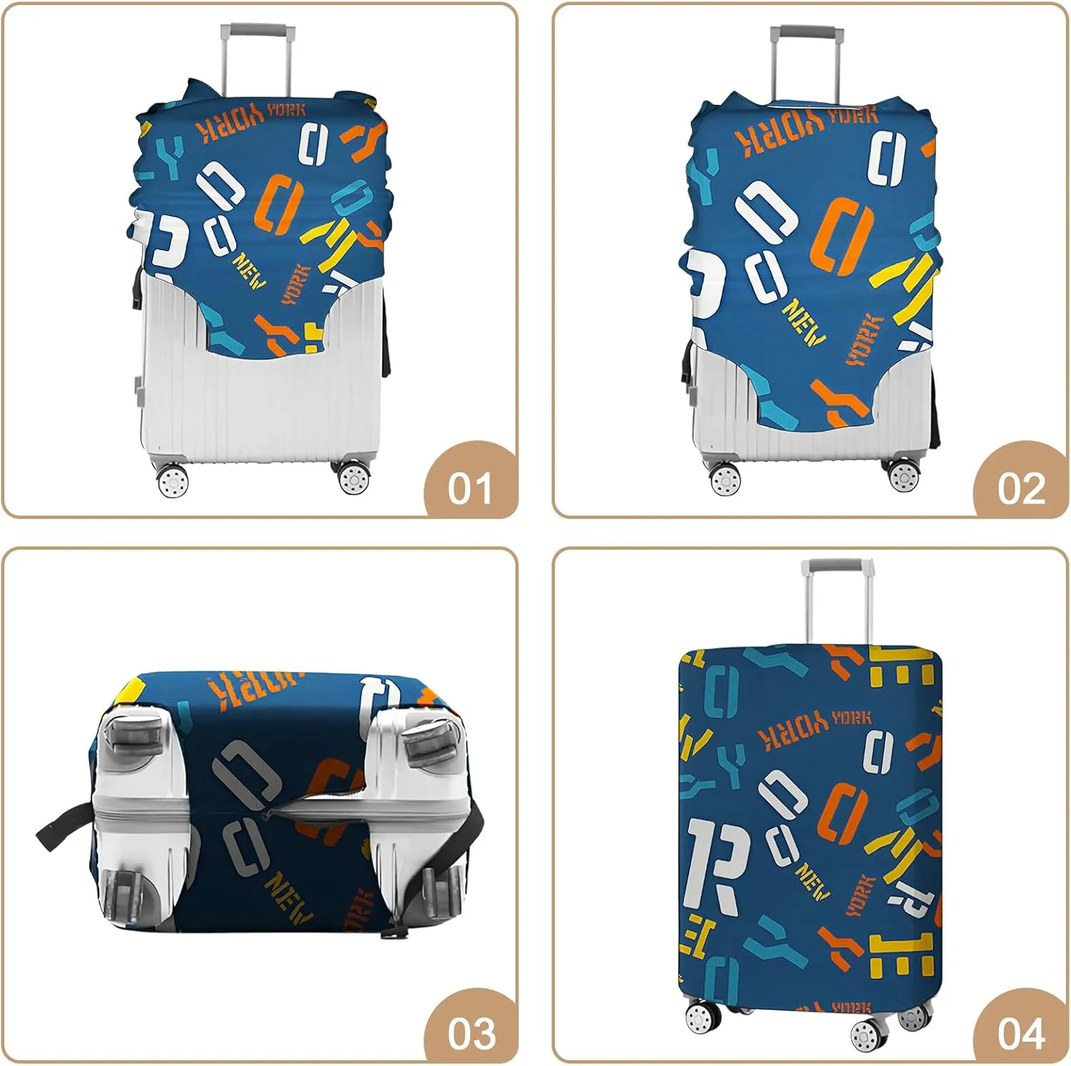 Luggage Covers For Suitcase Tsa Approved, Washable Luggage Cover Elastic Luggage Protector Scratch Resistant Luggage Cover For 18-20 Inch Wheeled Luggage(Letters-20 inch)