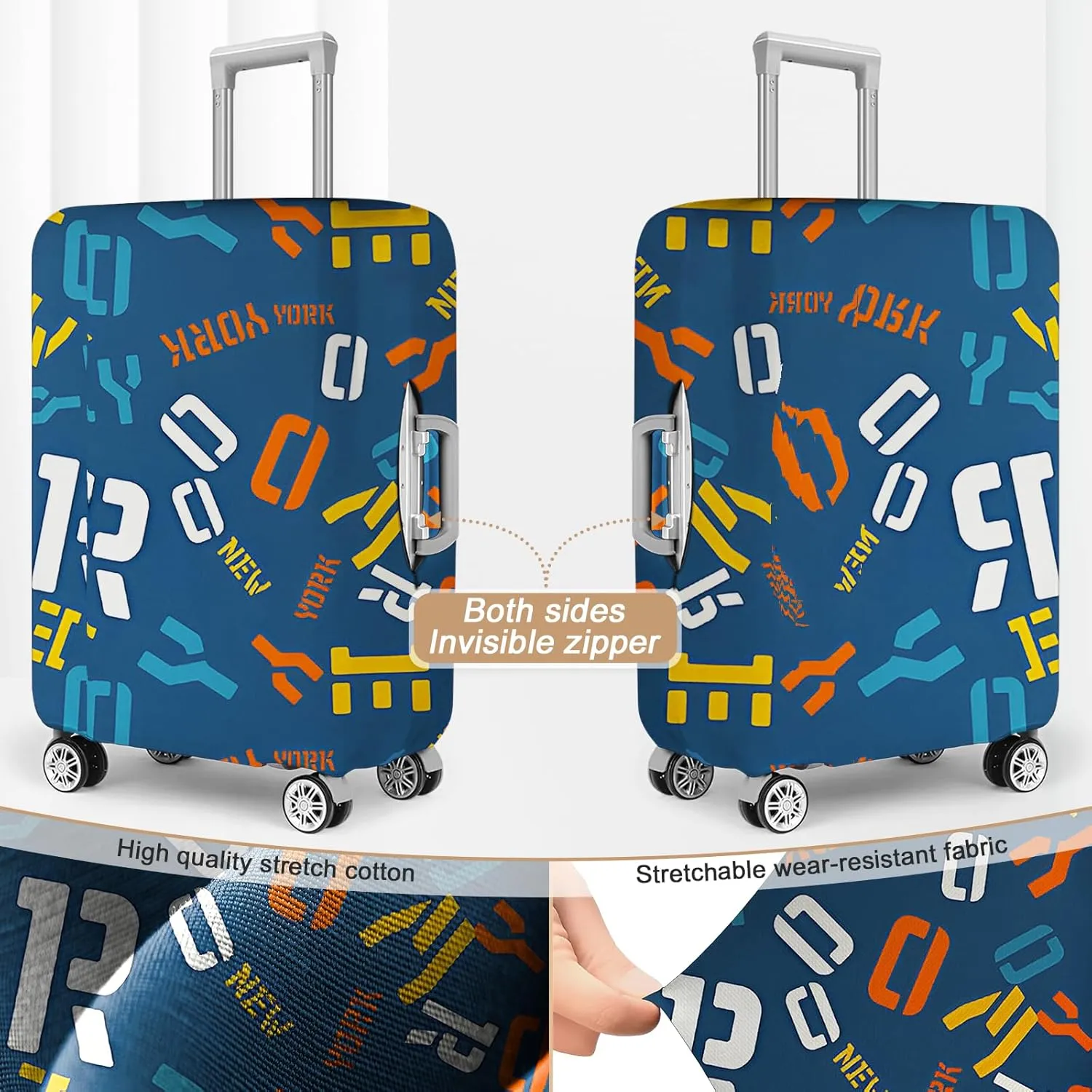 Luggage Covers For Suitcase Tsa Approved, Washable Luggage Cover Elastic Luggage Protector Scratch Resistant Luggage Cover For 18-20 Inch Wheeled Luggage(Letters-20 inch)