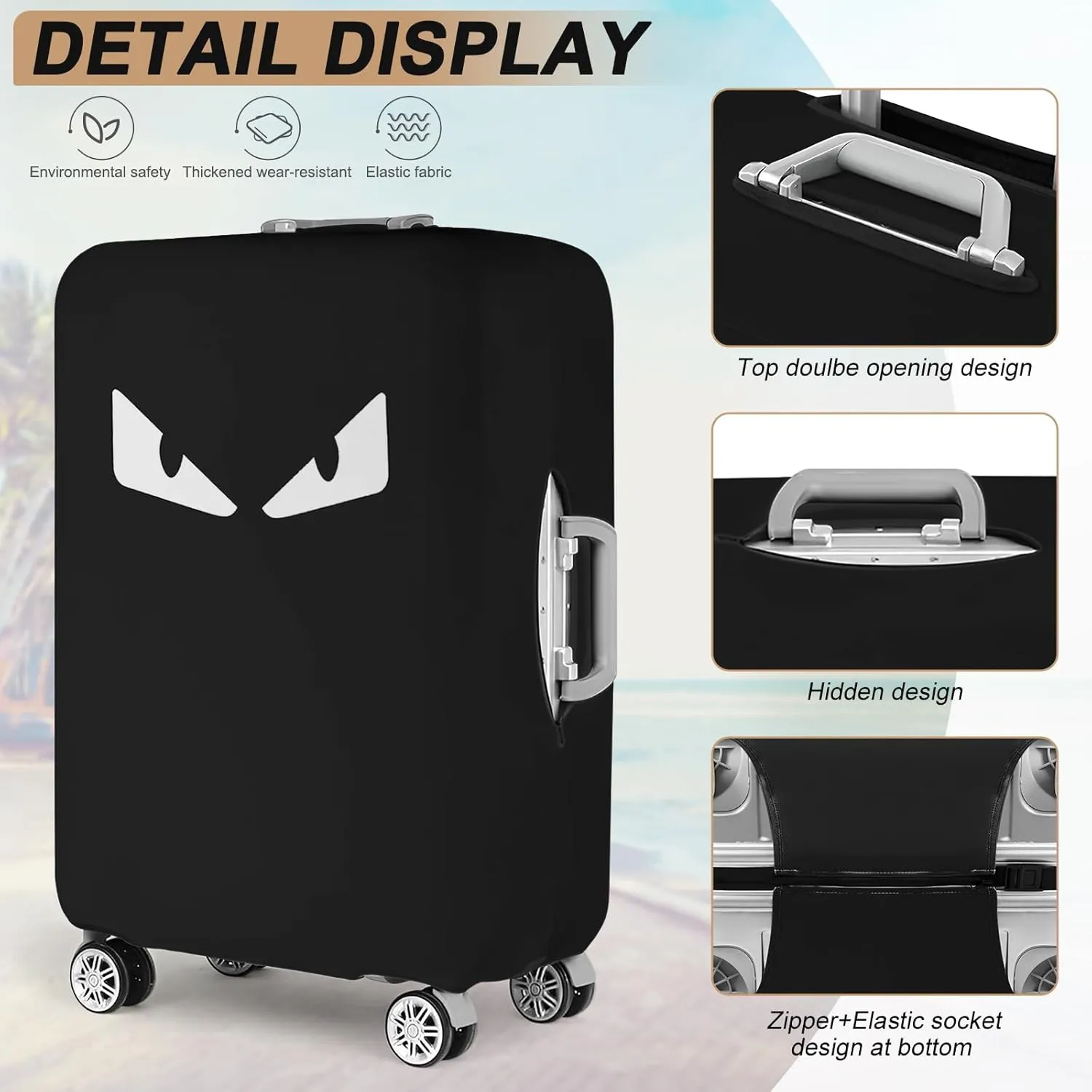 Luggage Covers For Suitcase Tsa Approved, Washable Luggage Cover Elastic Luggage Protector Scratch Resistant Luggage Cover For 23-25 Inch Wheeled Luggage(Eye-24 inch)