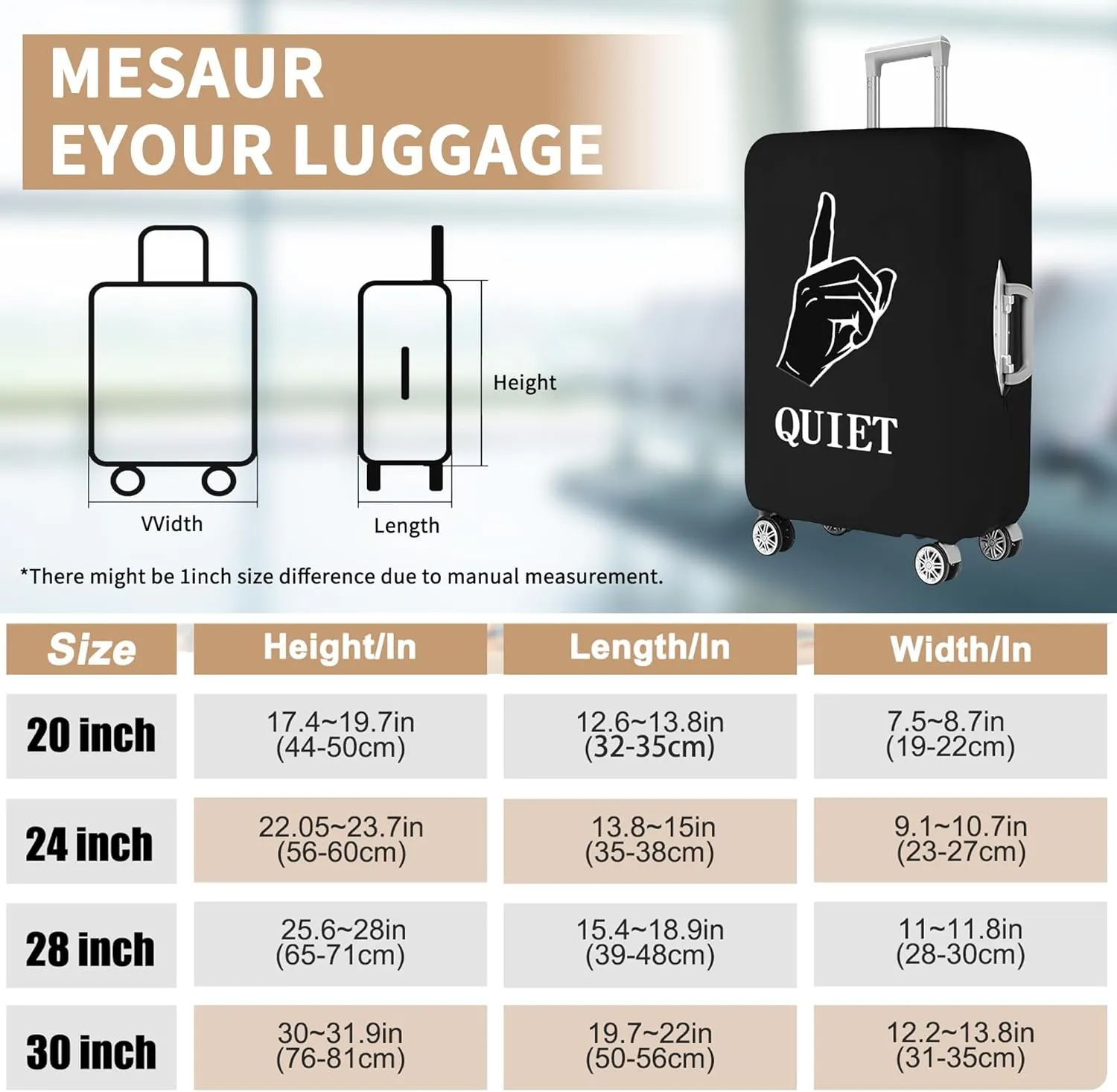 Luggage Covers For Suitcase Tsa Approved, Washable Luggage Cover Elastic Luggage Protector Scratch Resistant Luggage Cover For 28-29 Inch Wheeled Luggage(QUIET-28 inch)
