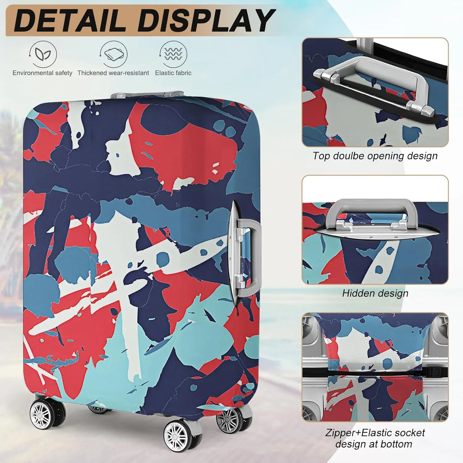 Luggage Covers For Suitcase Tsa Approved, Washable Luggage Cover Elastic Luggage Protector Scratch Resistant Luggage Cover For 30-32 Inch Wheeled Luggage(Oil Painting-30 inch)