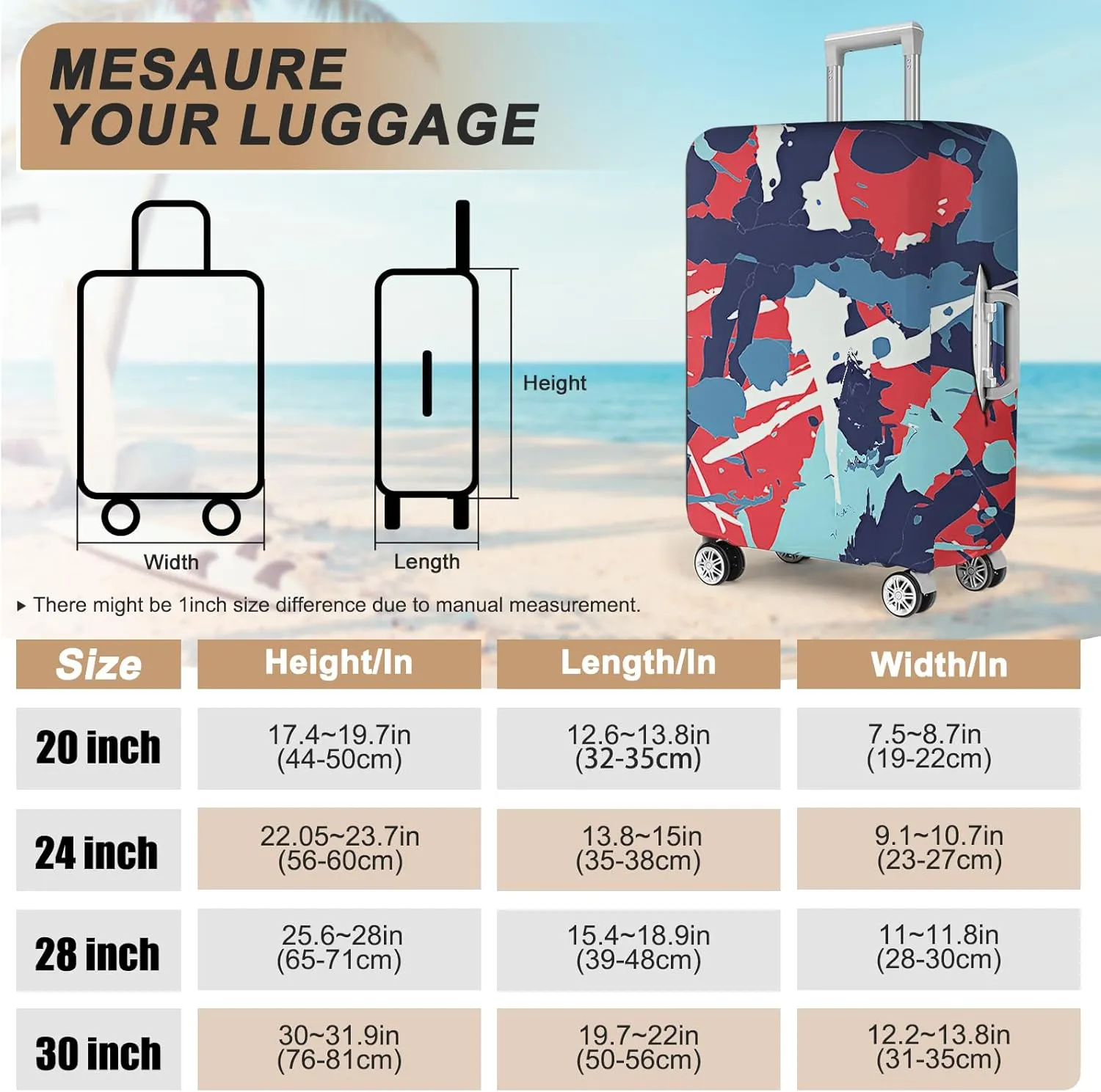 Luggage Covers For Suitcase Tsa Approved, Washable Luggage Cover Elastic Luggage Protector Scratch Resistant Luggage Cover For 30-32 Inch Wheeled Luggage(Oil Painting-30 inch)