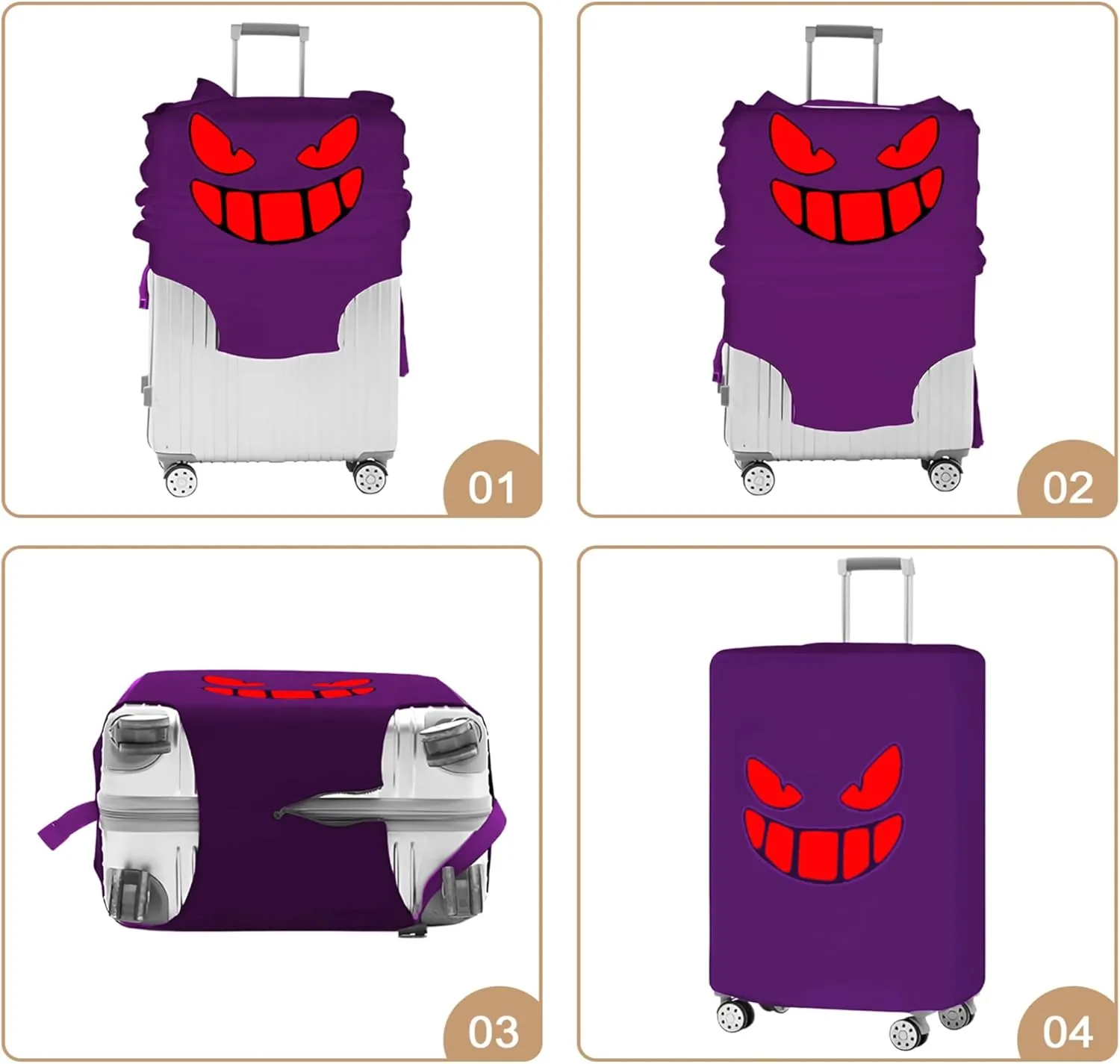 Luggage Covers For Suitcase Tsa Approved, Washable Luggage Cover Elastic Luggage Protector Scratch Resistant Suitcase Cover For 23-25 Inch Wheeled Luggage(Purple-24 inch)