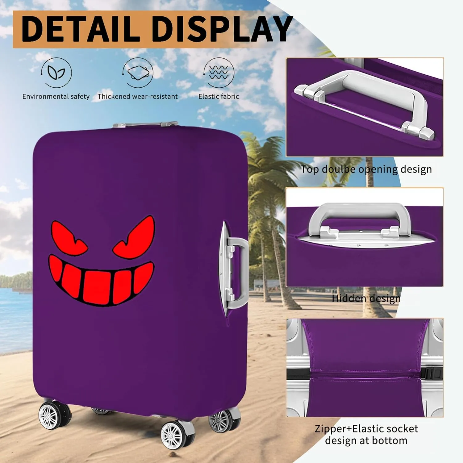 Luggage Covers For Suitcase Tsa Approved, Washable Luggage Cover Elastic Luggage Protector Scratch Resistant Suitcase Cover For 28-29 Inch Wheeled Luggage(Purple-28 inch)