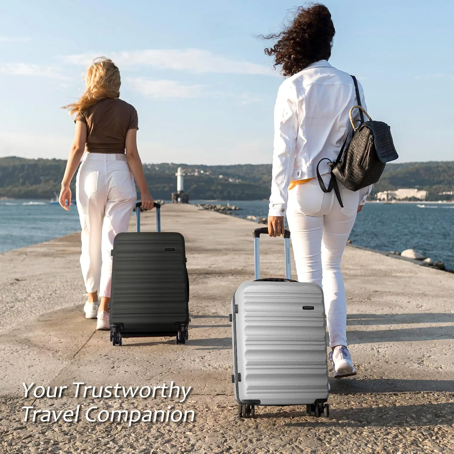 Luggage Set with Spinner Wheels and TSA Lock, 3 Pieces Expandable Hardside Suitcase for Travel, Hardshell Luggage Sets, 20", 24", 28", Silver